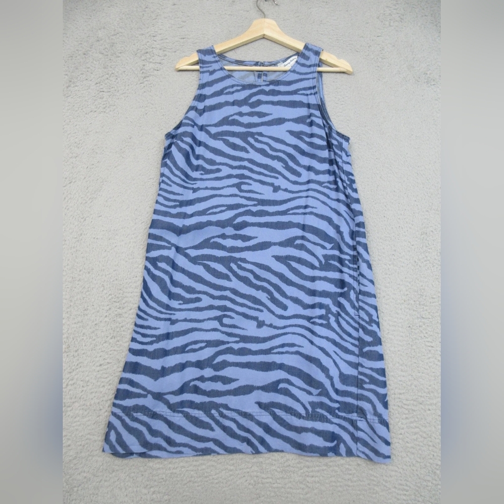 Blue Zebra Print Sleeveless Shift Dress - Picture 4 of 5
